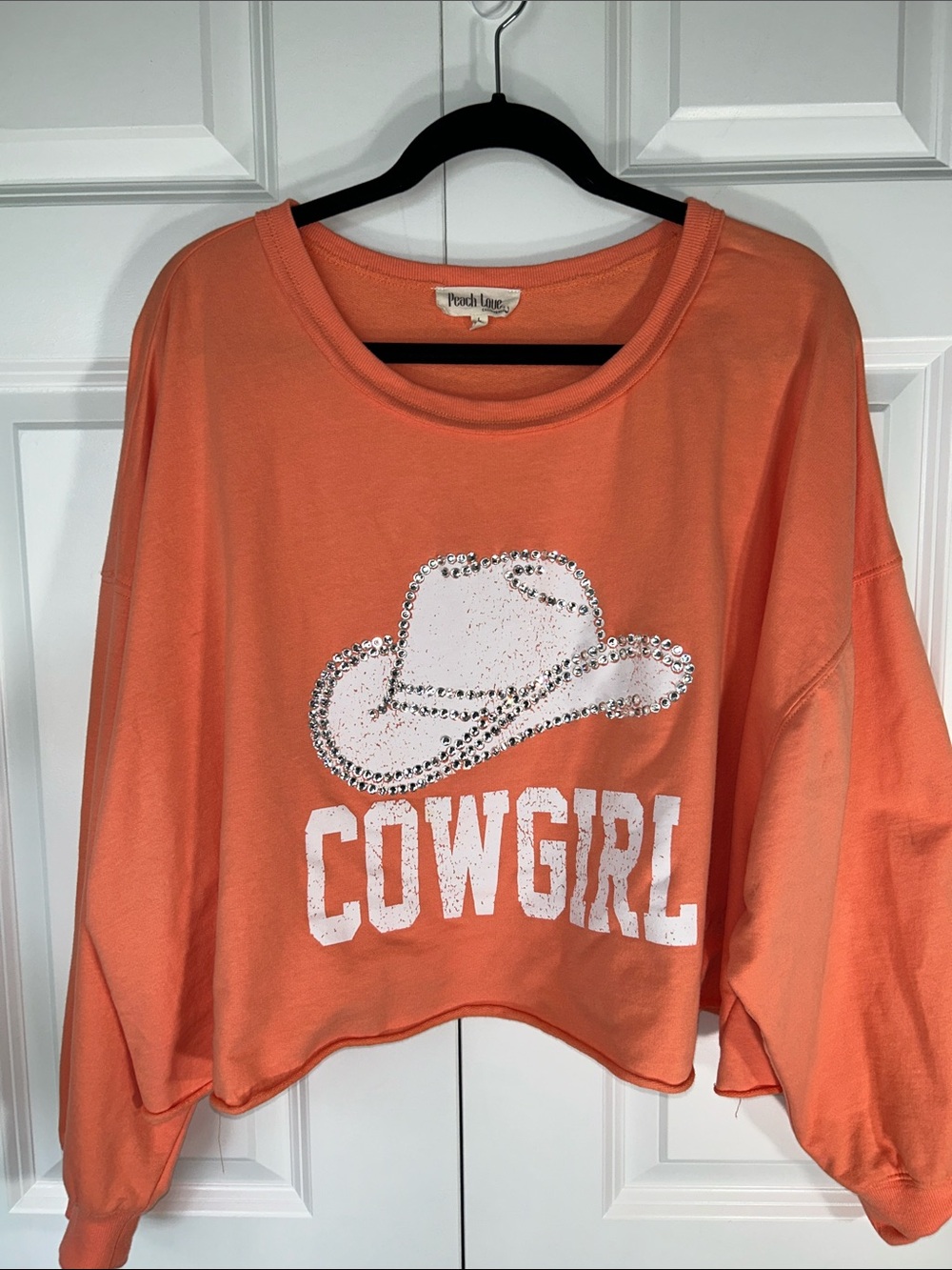 Peach Love California Orange Cowgirl Rhinestone Sweatshirt